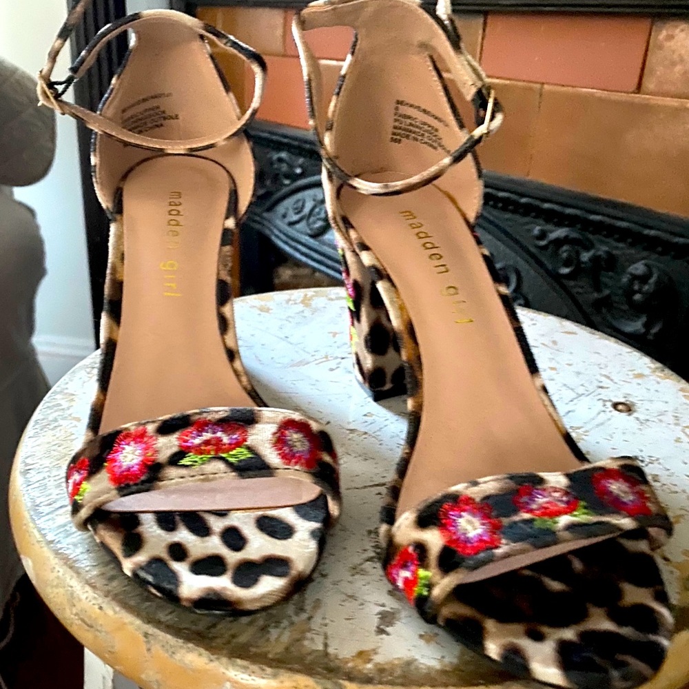 Madden Girl Leopard Print Sandals with Floral